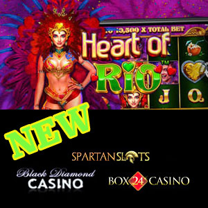Heart of Rio  is live at Black Diamond Casino, Box24 Casino, and Spartan Slots Casino